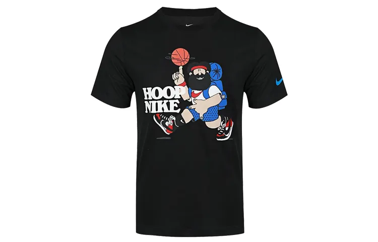 Nike T-Shirts Men's Black Crew Neck Moderate Straight Fit