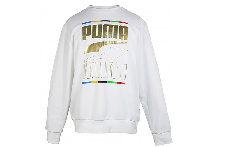 PUMA Sweatshirts Men's White Crew Neck Moderate Regular