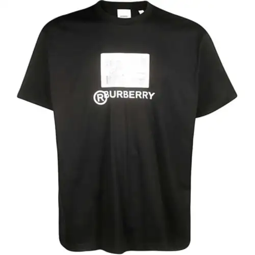 Burberry T Shirts Men's Black Crew Neck Moderate Straight Fit