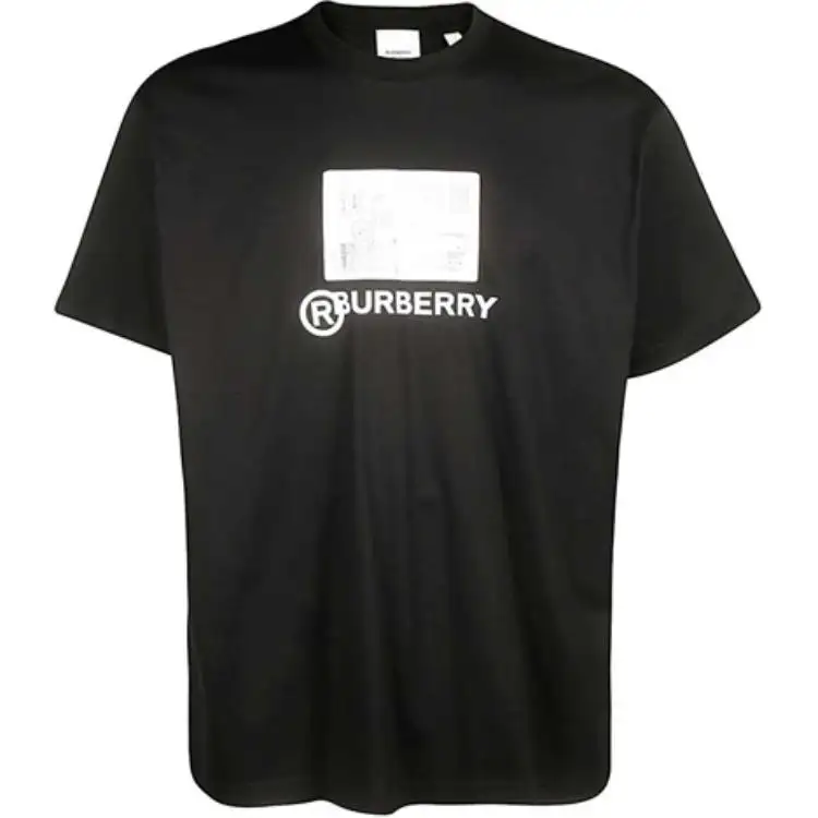 Burberry T Shirts Men's Black Crew Neck Moderate Straight Fit