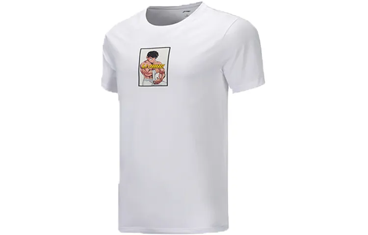 Li Ning T Shirts Men's Standard White Crew Neck Moderate Straight Fit