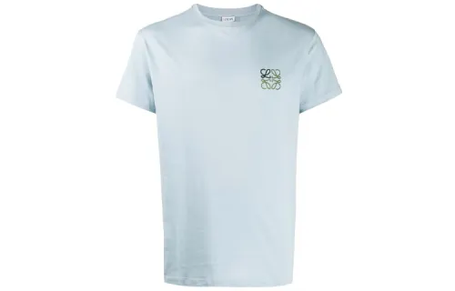 LOEWE T Shirts Men's Light Blue Crew Neck Moderate Straight Fit