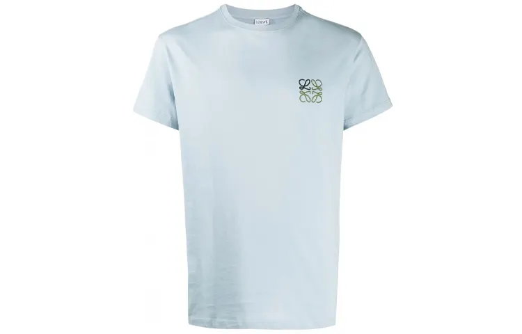 LOEWE T Shirts Men's Light Blue Crew Neck Moderate Straight Fit