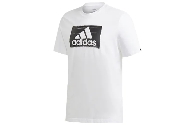 Adidas T-Shirts Men's White Crew Neck Moderate Straight Fit