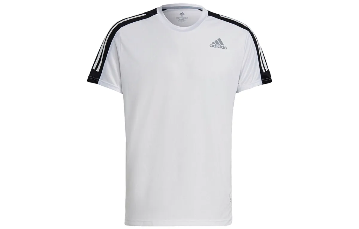 Adidas Running T-Shirts Men's White Crew Neck Moderate Straight Fit