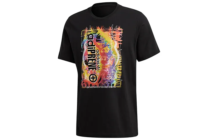 Adidas Originals T Shirts Men's Black Crew Neck Moderate Straight Fit