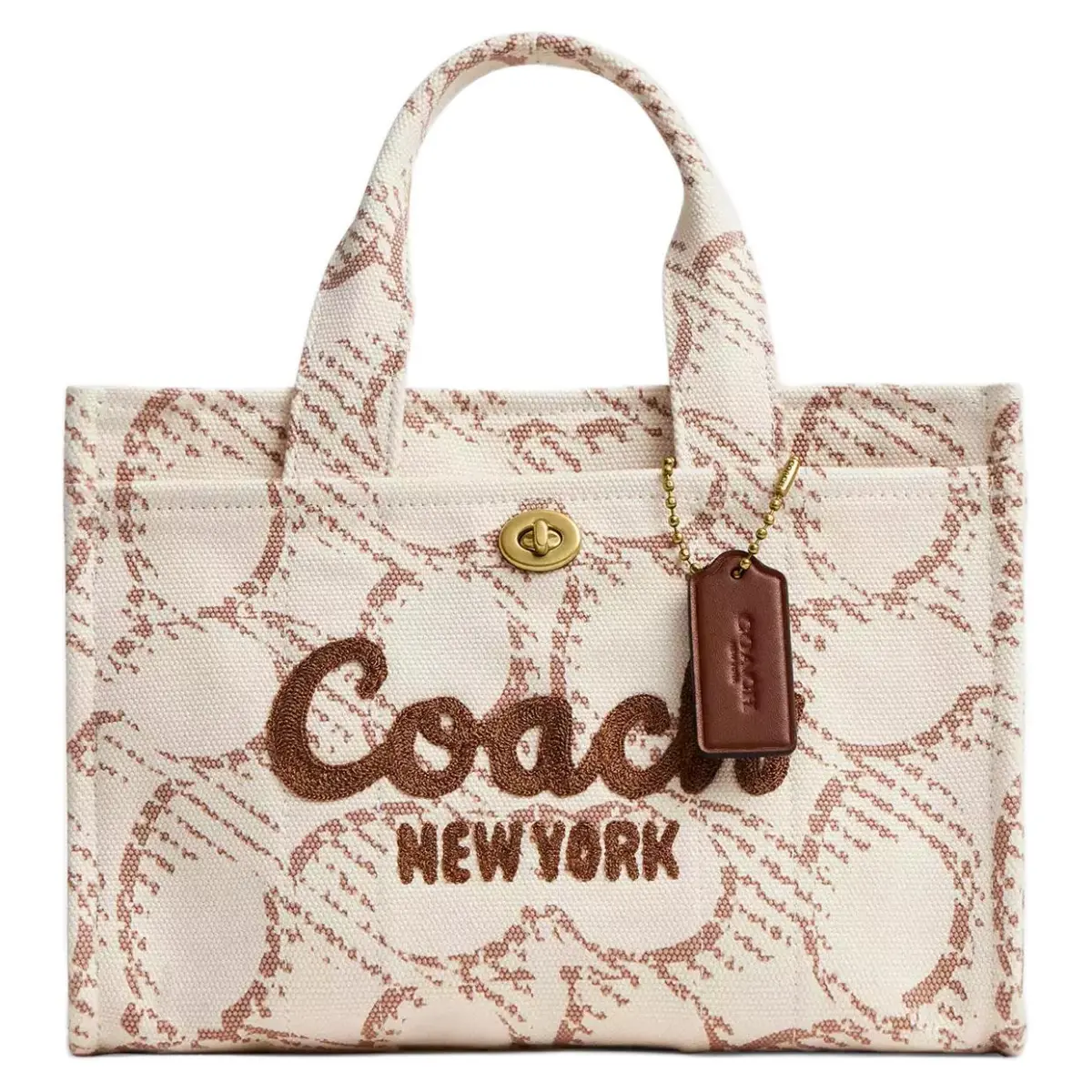 COACH Cargo Signature Canvas Handbag Medium Women's Brass & Natural Color