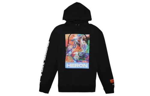 HERON PRESTON Heron Watercolor Print Hooded Sweatshirt