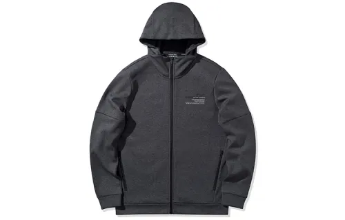 Li Ning Sweatshirts Men's Dark Gray Hooded Moderate Cardigan