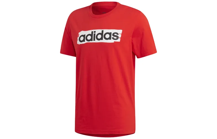 Adidas T-Shirts Men's Red Crew Neck Moderate Straight Fit