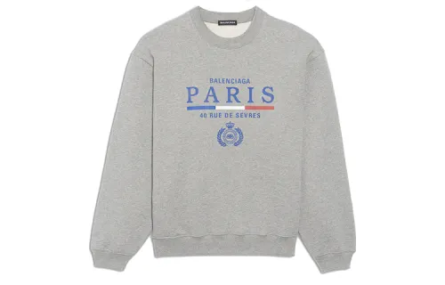 Balenciaga Sweatshirts Men's Gray Crew Neck Moderate Regular