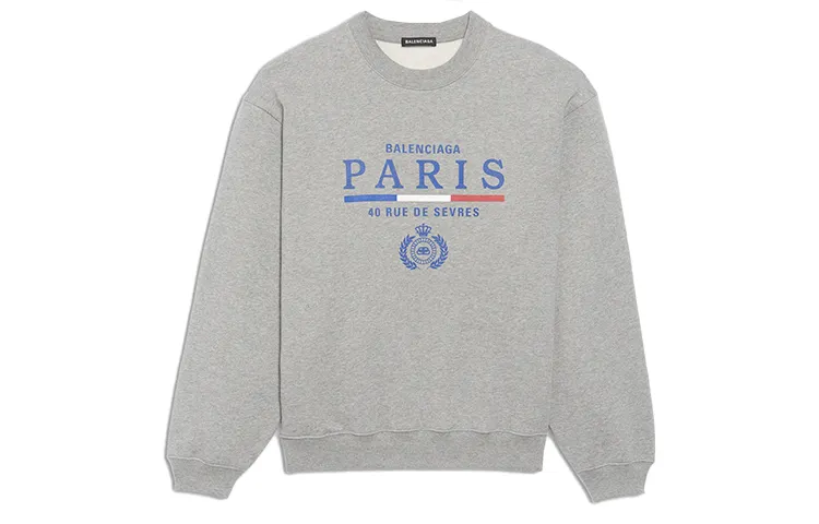 Balenciaga Sweatshirts Men's Gray Crew Neck Moderate Regular
