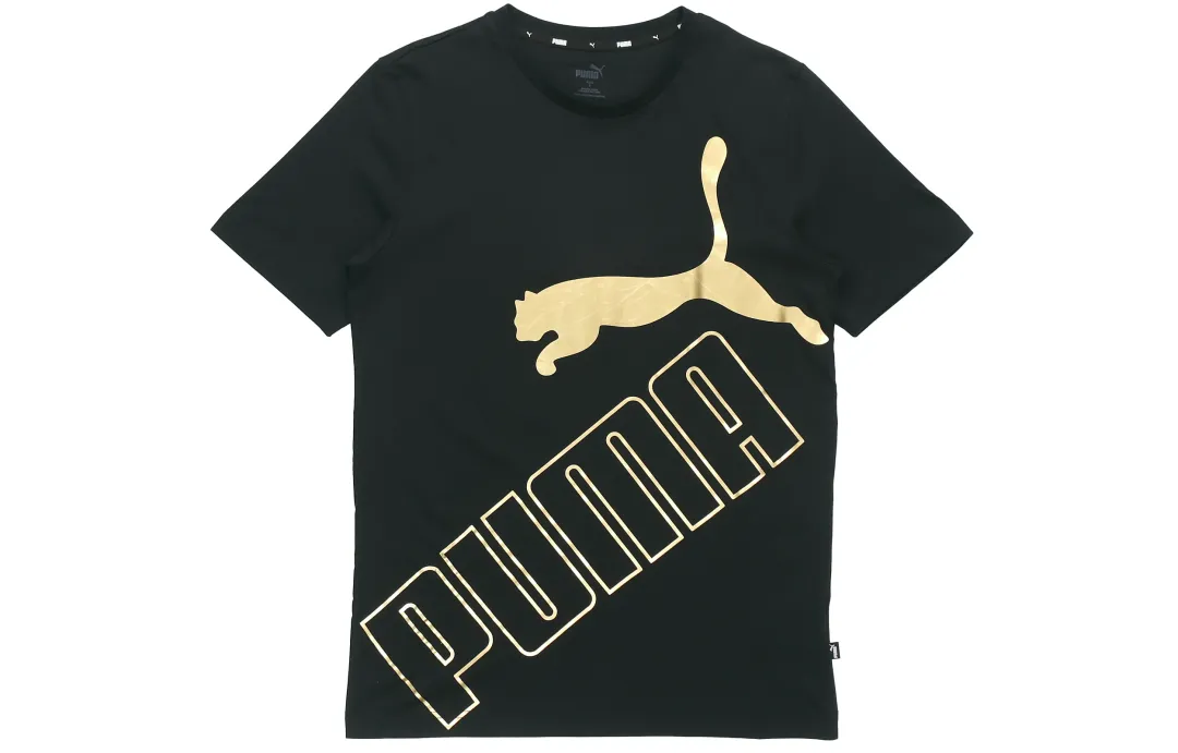 PUMA Set-in Sleeve T-Shirt Men's Black Gold