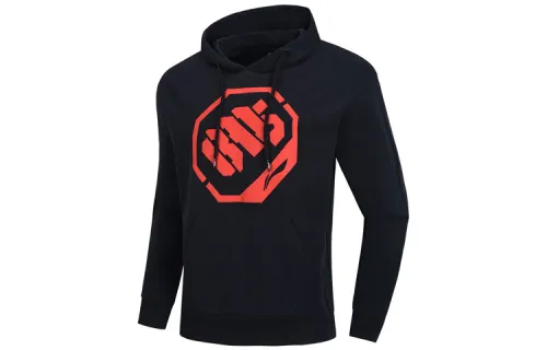 Li Ning Sweatshirts Men's Black Hooded Moderate Regular
