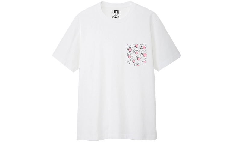 UNIQLO UNIQLO x KAWS joint model pocket print straight round neck T-shirt, same style for men and women, white