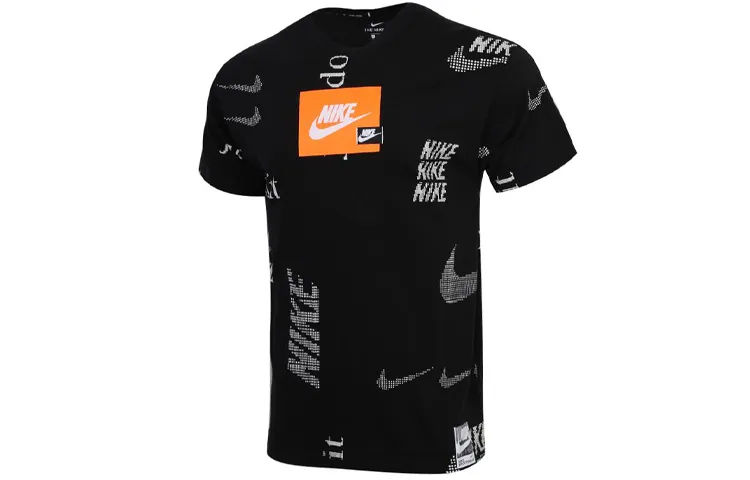 Nike T-Shirts Men's Black Crew Neck Moderate Straight Fit