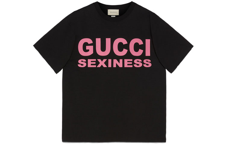 GUCCI T Shirts Men's Black Crew Neck Moderate Straight Fit