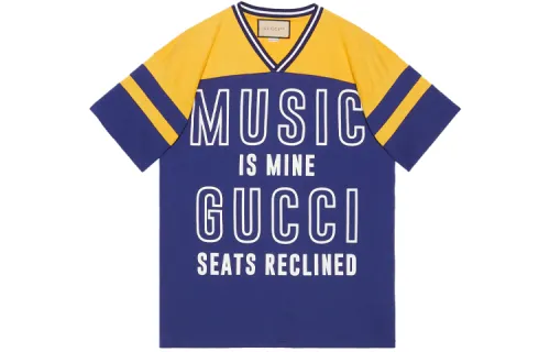 GUCCI T Shirts Men's Blue V Neck Moderate