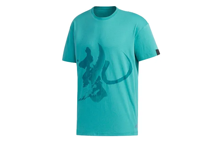 Adidas T-Shirts Men's Green Crew Neck Moderate Straight Fit