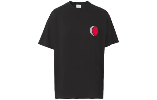 Burberry T Shirts Men's Black Crew Neck Moderate Straight Fit