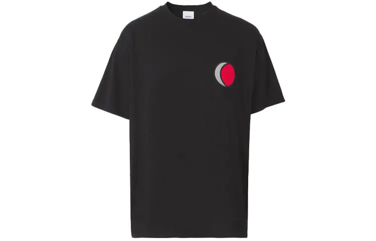 Burberry T Shirts Men's Black Crew Neck Moderate Straight Fit