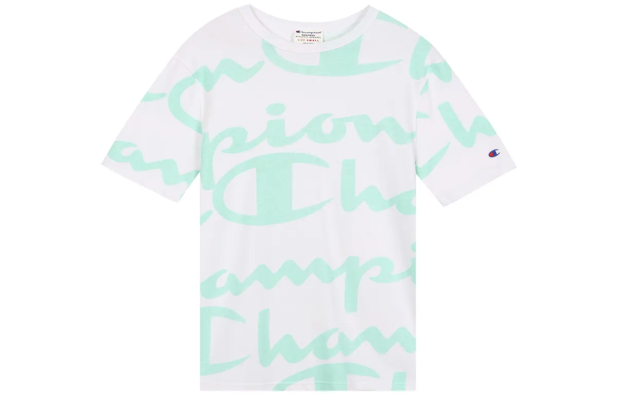 Champion T Shirt US Version Unisex White Mint Green