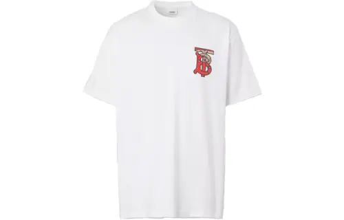 Burberry T Shirts Men's White Crew Neck Moderate Straight Fit