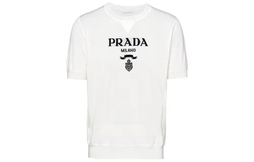 PRADA T Shirts Men's White Crew Neck Moderate Straight Fit