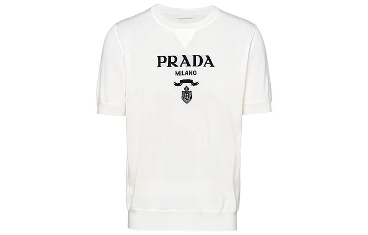 PRADA T Shirts Men's White Crew Neck Moderate Straight Fit