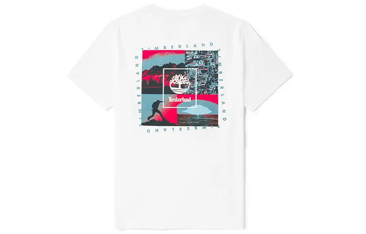 Timberland T Shirts Men's White Crew Neck Moderate Straight Fit