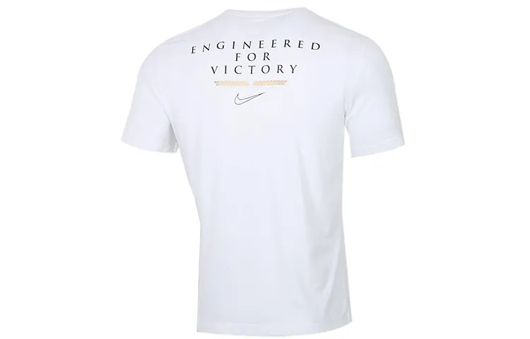 Nike T-Shirts Men's White Crew Neck Moderate Straight Fit