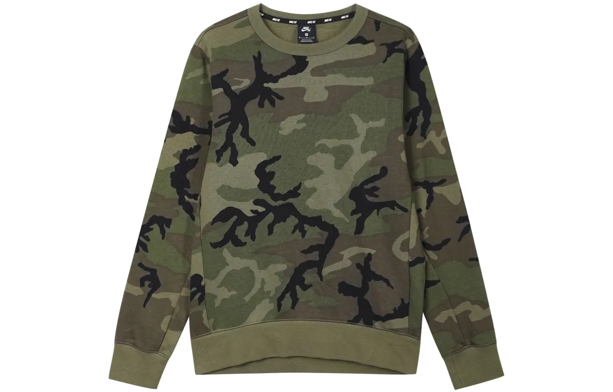 Nike Sweatshirts Men's Olive Green Crew Neck Moderate Regular