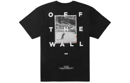Vans T Shirts Unisex Black Crew Neck Moderate Straight Fit