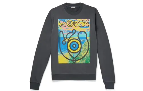 LOEWE Sweatshirts Men's Gray Crew Neck Moderate Regular