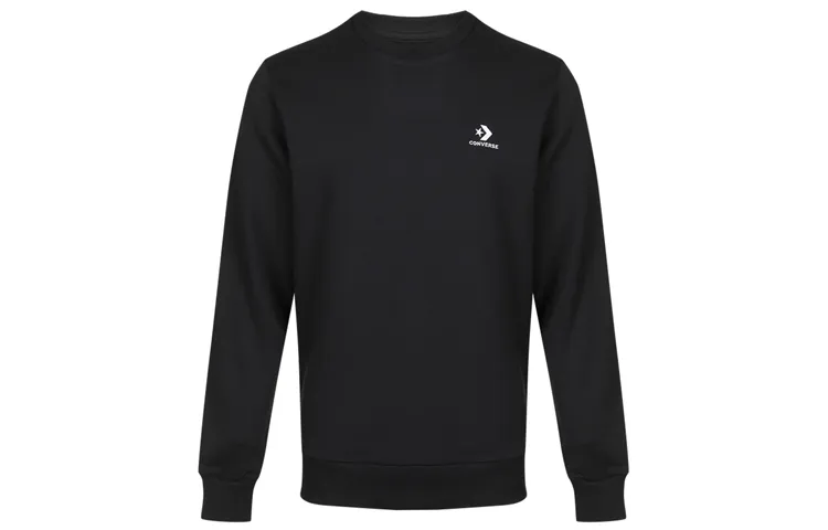 Converse Sweatshirts Men's Black Crew Neck Moderate Straight Fit