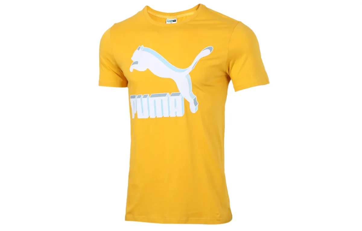 PUMA T-Shirts Men's Gold Crew Neck Moderate Straight Fit