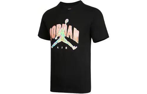 Jordan T Shirts Men's Black Crew Neck Moderate Straight Fit