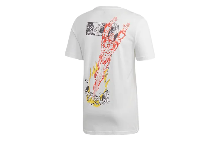 Adidas T-Shirts Men's White Crew Neck Moderate Straight Fit