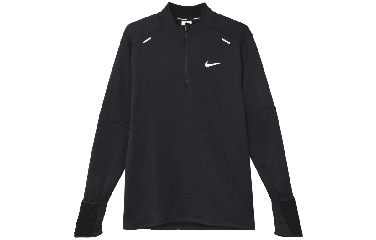 Nike T-Shirts Men's Black Stand Collar Moderate Straight Fit
