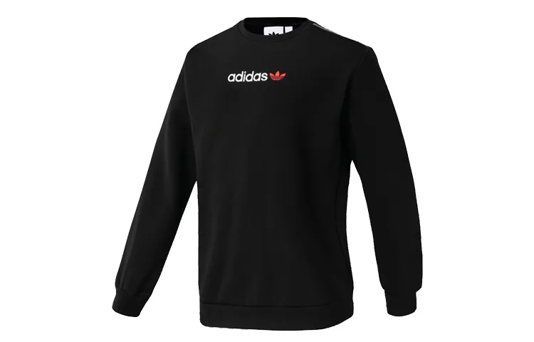 Adidas Originals Linear Crew Sweatshirts Men's Black Crew Neck Moderate Straight Fit