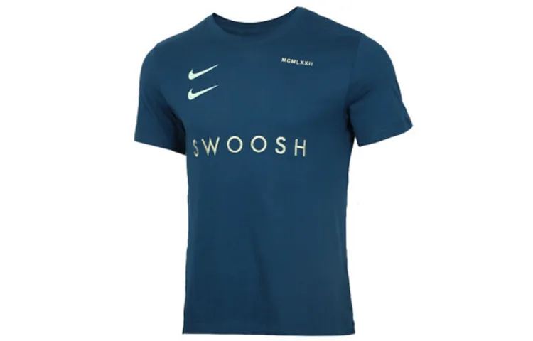 Nike T-Shirts Men's Power Blue Crew Neck Moderate Straight Fit