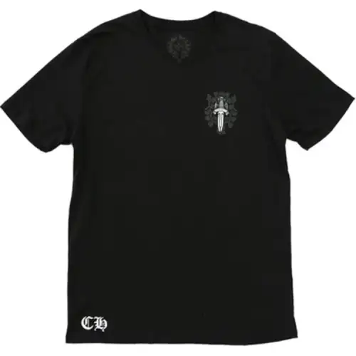 Chrome Hearts Agger V Neck Short Sleeve T Shirt Black T Shirt Unisex Black