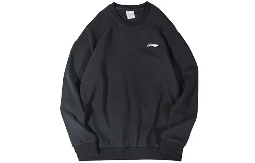 Li Ning Casual Sports Pullover Fleece Lined Sweatshirt Unisex Standard Black
