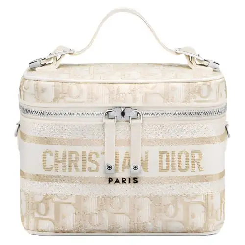 DIOR Travel Fabric Makeup Bag Women's Gold