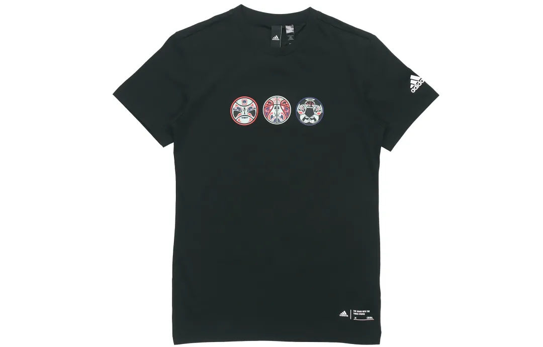 Adidas T Shirts Men's Black Crew Neck Moderate Straight Fit