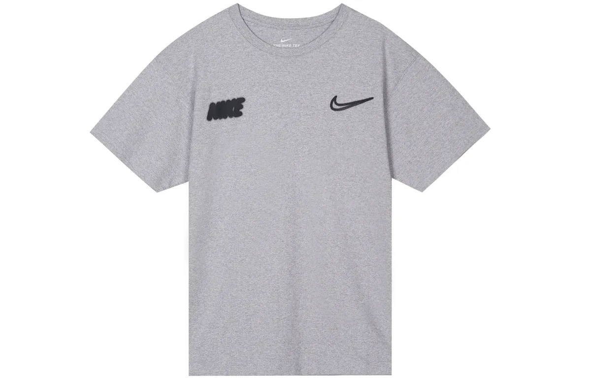 Nike T-Shirts Men's Gray Crew Neck Moderate Straight Fit