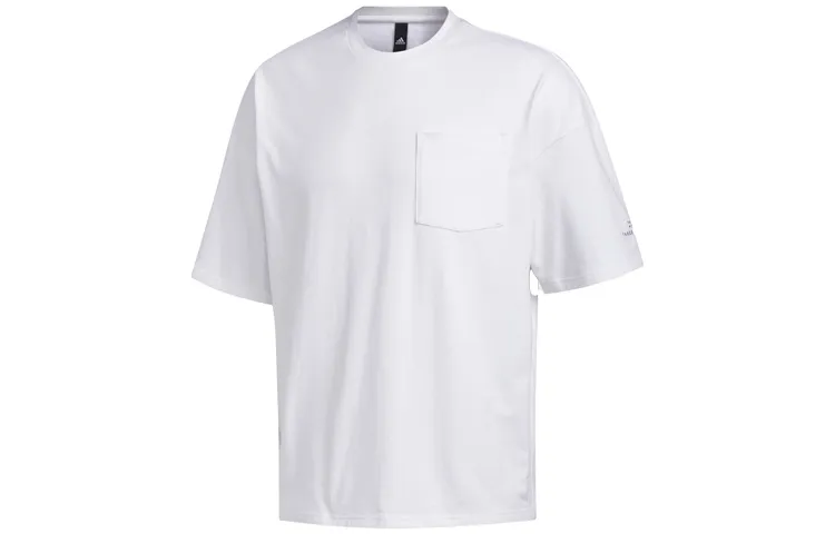 Adidas T-Shirts Men's White Crew Neck Moderate Straight Fit