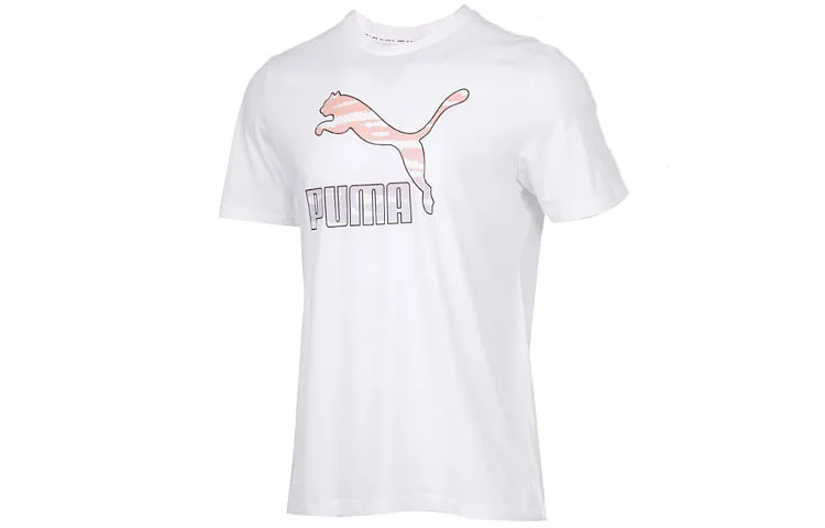 PUMA T-Shirts Men's White Crew Neck Moderate Straight Fit
