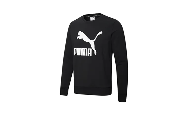 PUMA CLASSICS Sweatshirts Men's Black Crew Neck Moderate Straight Fit