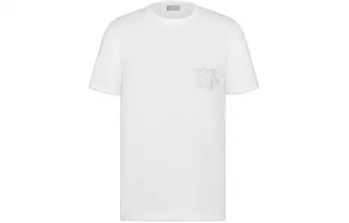DIOR Quarterly New Products T Shirts Men's White Crew Neck Moderate Straight Fit